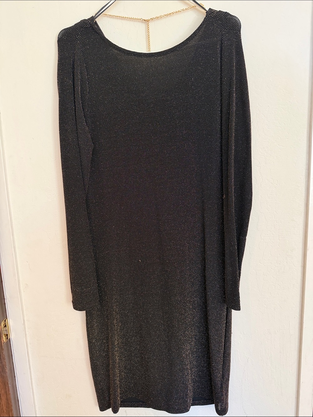 Michael Kors Metallic Black Long-Sleeve Shift Dress